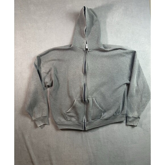 Vintage Russell Athletic Hoodie Mens 2XL Dark Gray Full Zip Boxy Blank 90s - Picture 1 of 8
